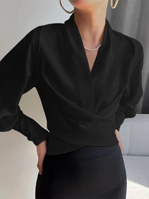 Levoire | Blouses Pour Femmes À Décolleté En V Avec Manches Bouffantes Noir