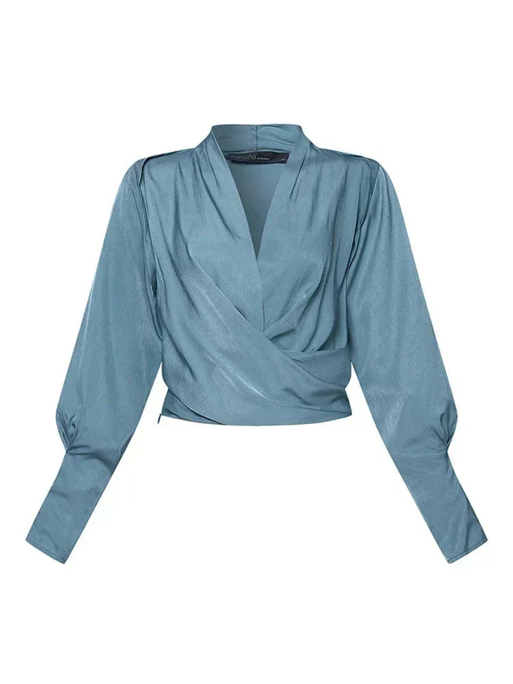 Levoire | Blouse En Satin Avec Décolleté En V Et Manches Bouffantes Pour Dames