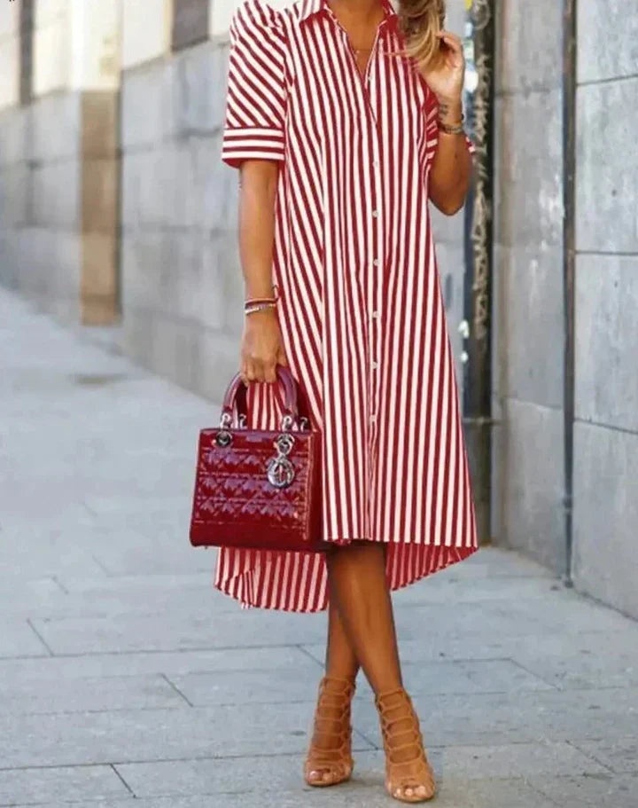Levoire | Robe Chemise Rayée En Noir Et Blanc Rosa
