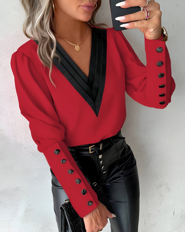 Levoire | Pull V À Encolure Et Bloc De Couleur Rot