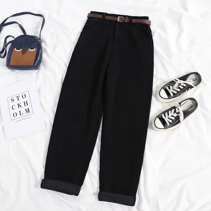 Levoire | Pantalons En Velours Pour Femmes Noir