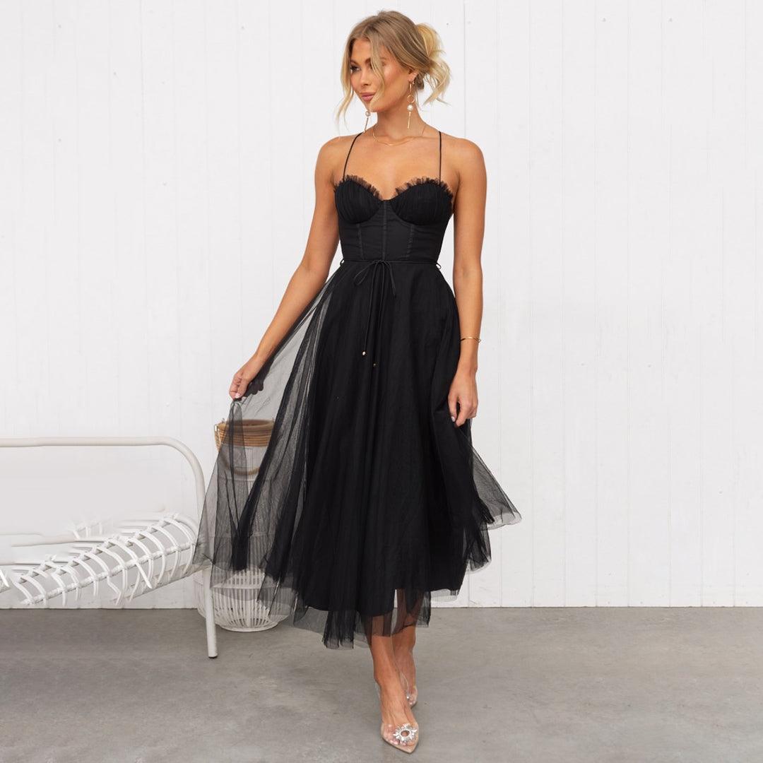 Levoire | Robe Midi Pour Femmes Vêtements De Fête Élégants Noir