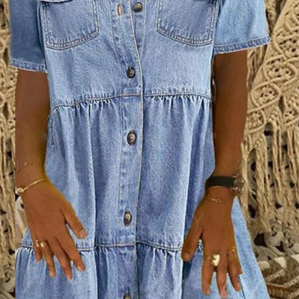 Levoire | Robe En Denim Avec Volants