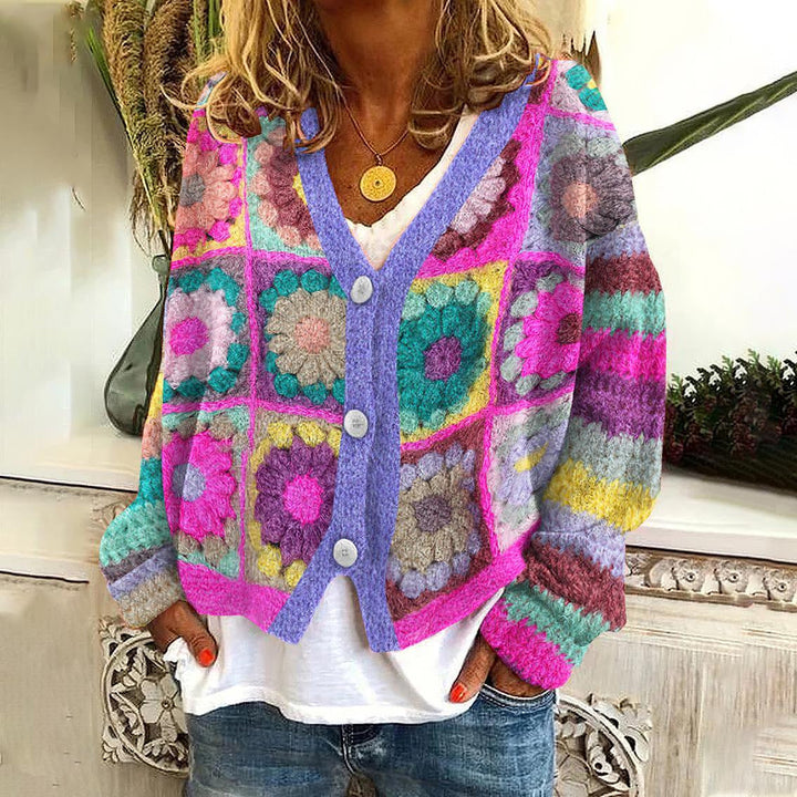 Levoire | Veste En Tricot Pour Dames Avec Impression Unique Lilas