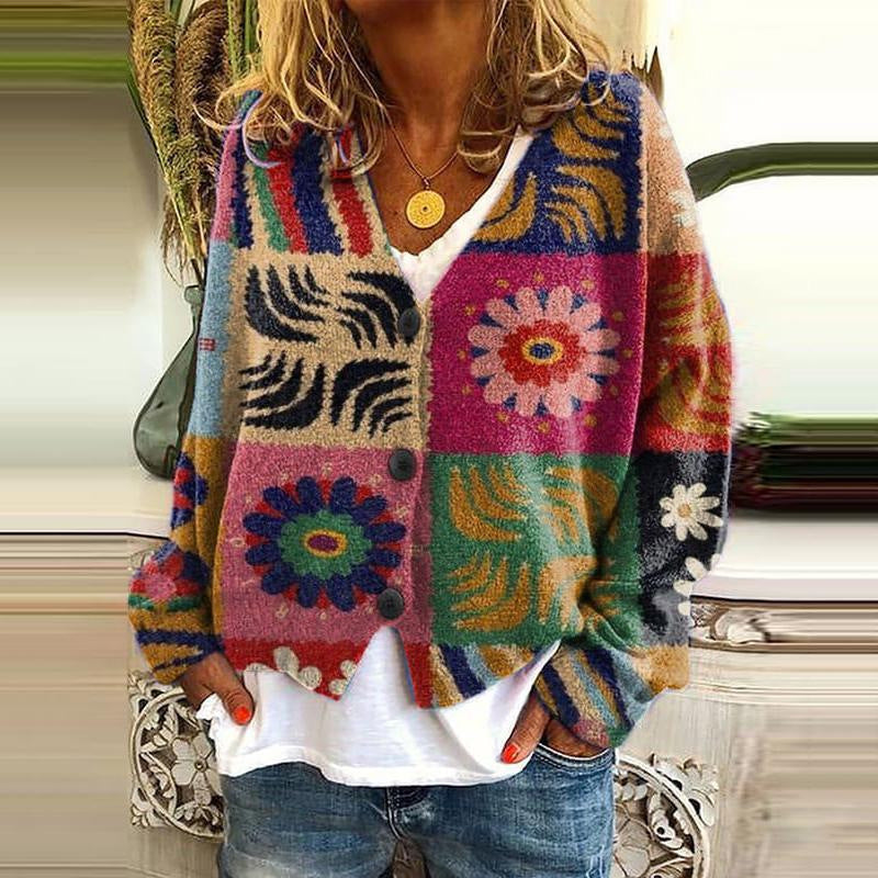Levoire | Veste En Tricot Pour Dames Avec Impression Unique Multicolore