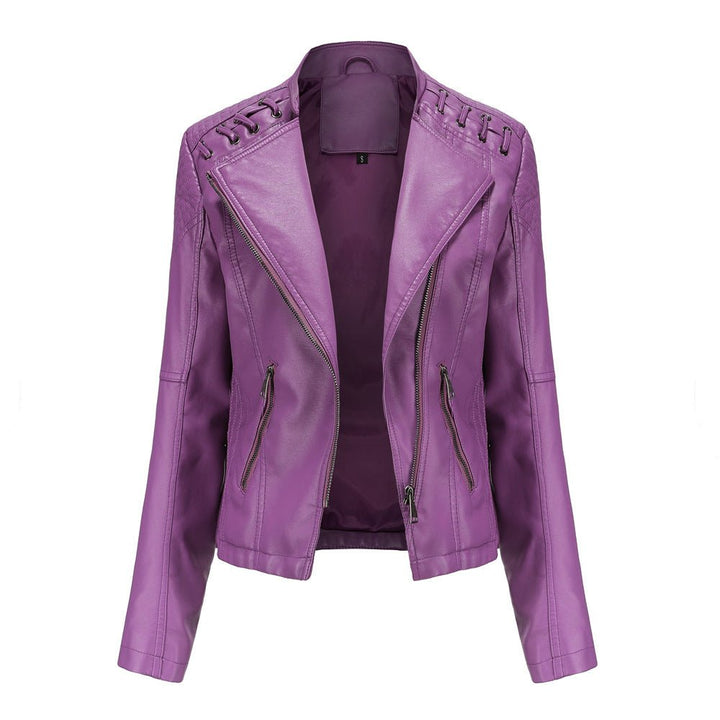 Levoire | Veste De Biker En Cuir Pour Femmes Lila