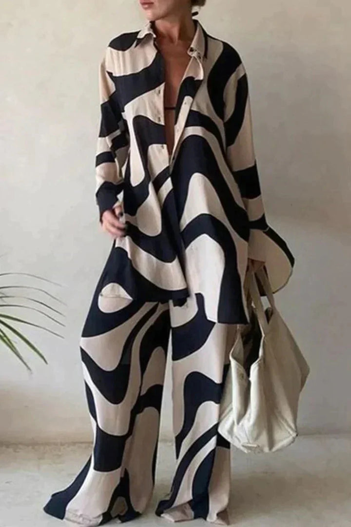 Levoire | Élégante Tenue Estivale En Lin Beige-Noir