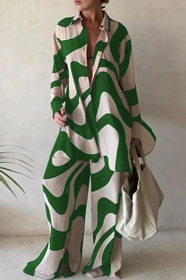 Levoire | Élégante Tenue Estivale En Lin Beige-Vert