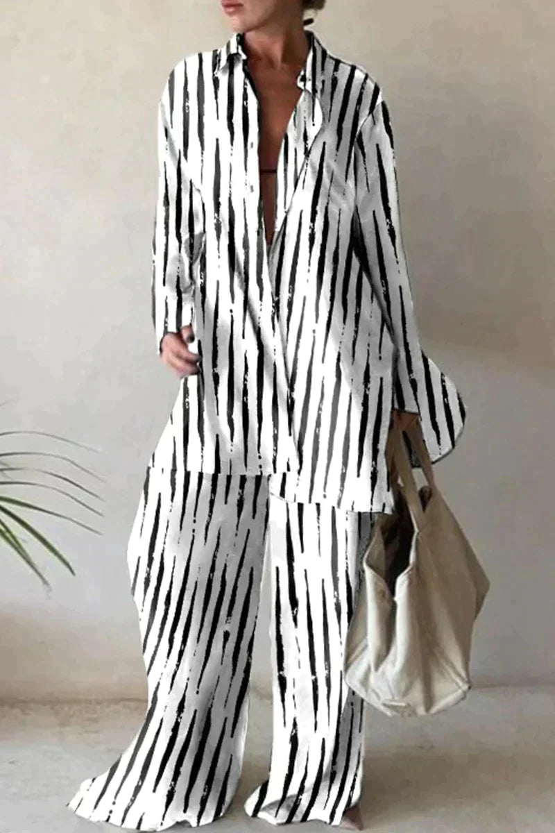Levoire | Élégante Tenue Estivale En Lin Blanc-Noir
