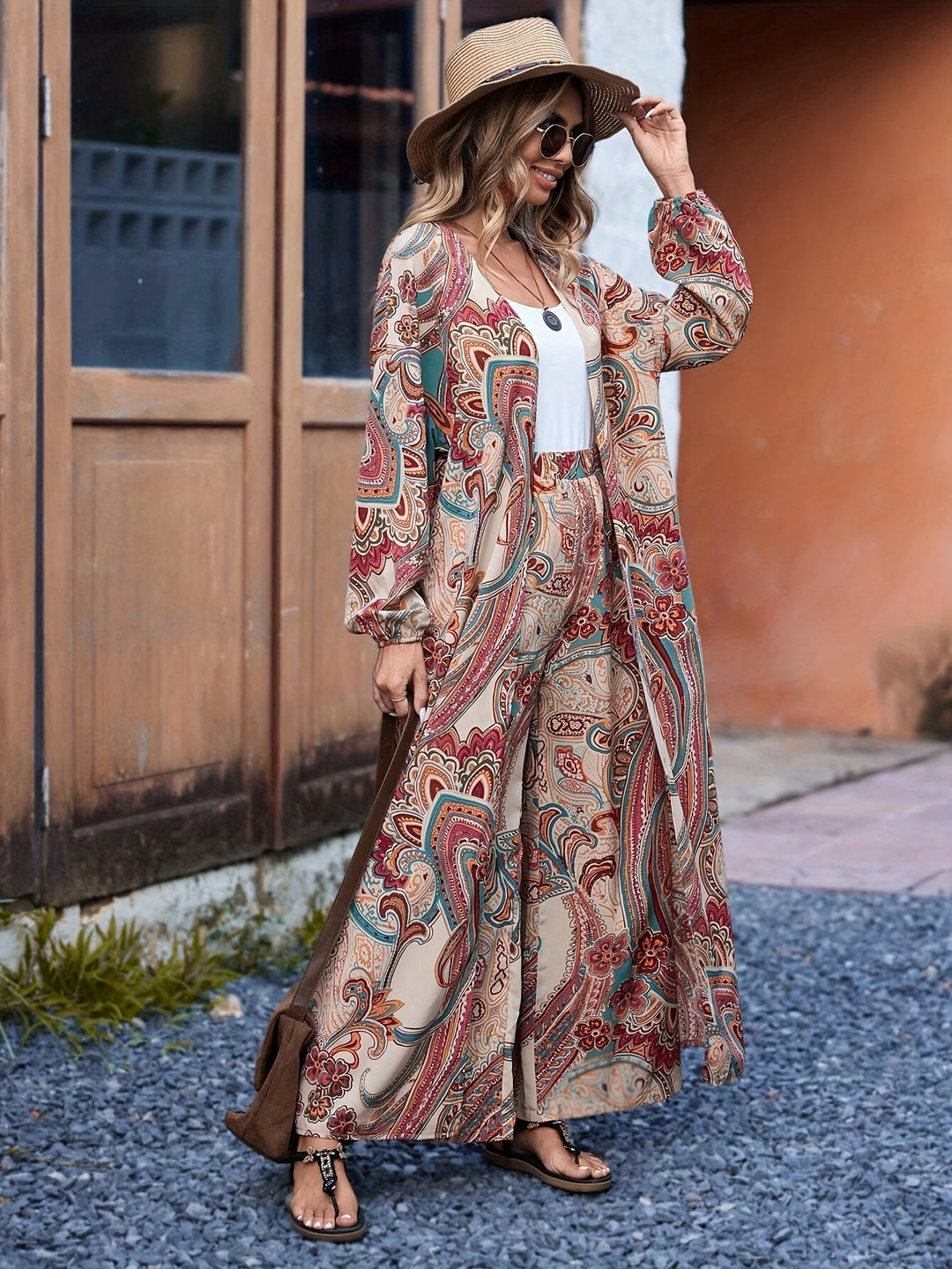 Levoire | Ensemble Femme Paisley Deux Pièces Avec Manches Longues & Pantalon Large