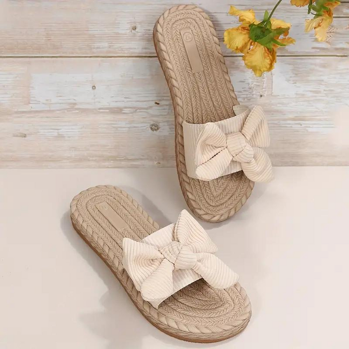Levoire | Chaussures À Boutons En Nœud Pour Femmes Sandales Plates À Enfiler