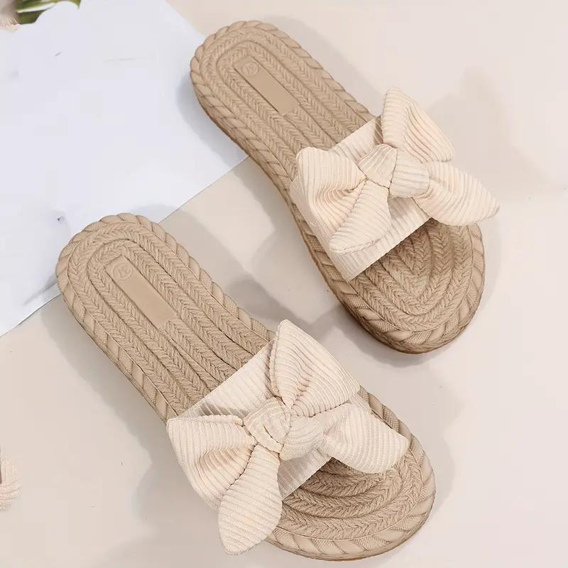 Levoire | Chaussures À Boutons En Nœud Pour Femmes Sandales Plates À Enfiler