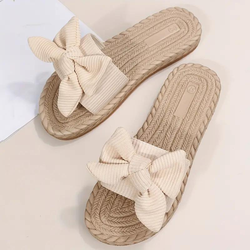 Levoire | Chaussures À Boutons En Nœud Pour Femmes Sandales Plates À Enfiler