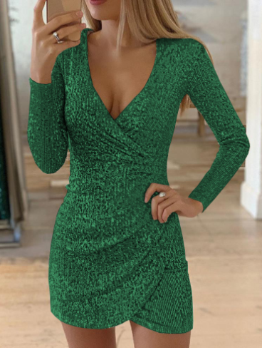 Levoire | Robe Glamour Élégante Luxe Polyester Vert