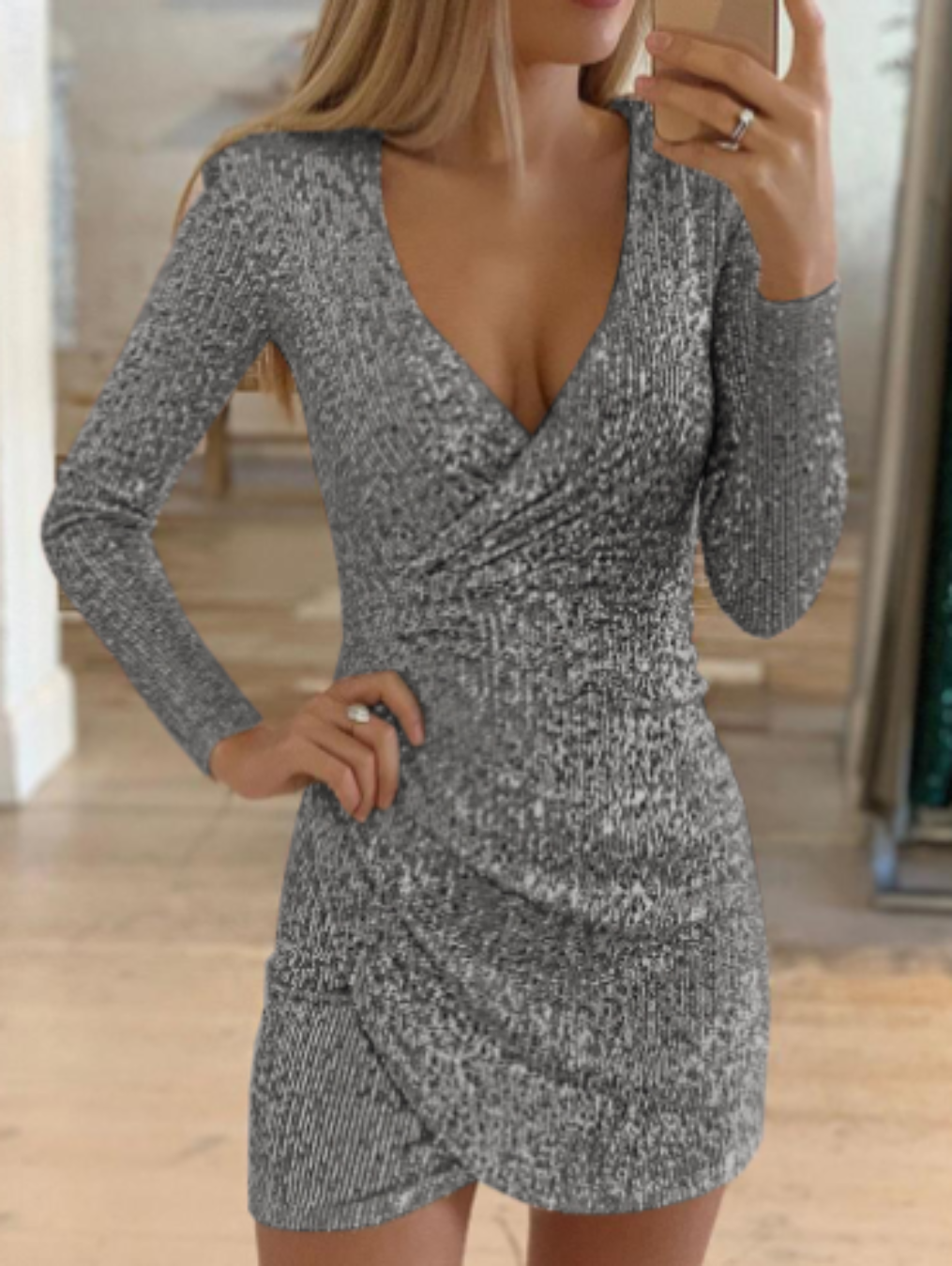 Levoire | Robe Glamour Élégante Luxe Polyester Gris