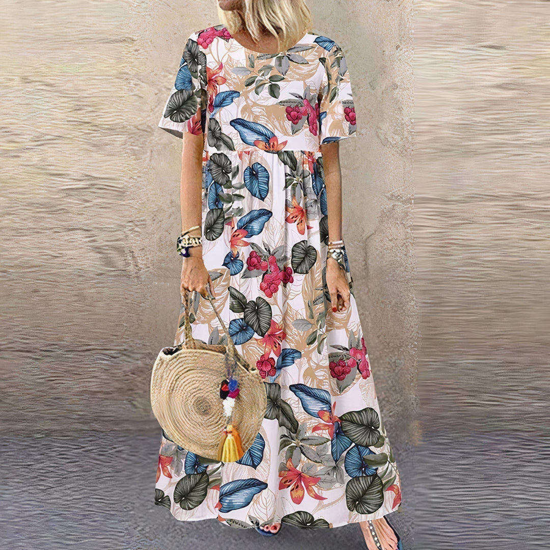 Levoire | Robe Fleurie Élégante Beige