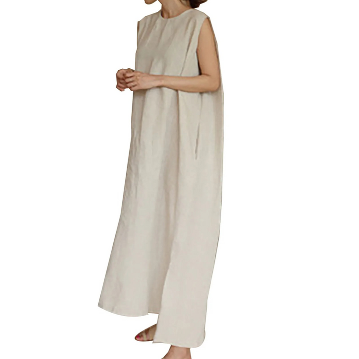 Levoire | O-Coupe Robe En Lin Simple Blanc