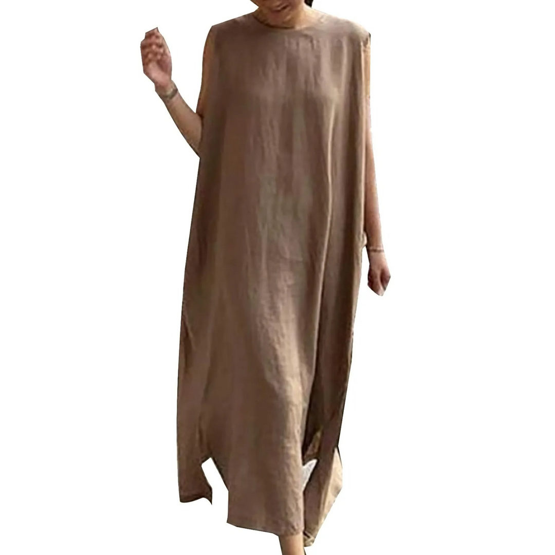 Levoire | O-Coupe Robe En Lin Simple Braun
