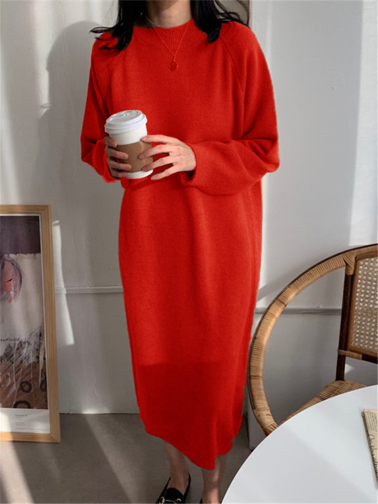 Levoire | Robe Midi Confortable Tricot Rot Une taille