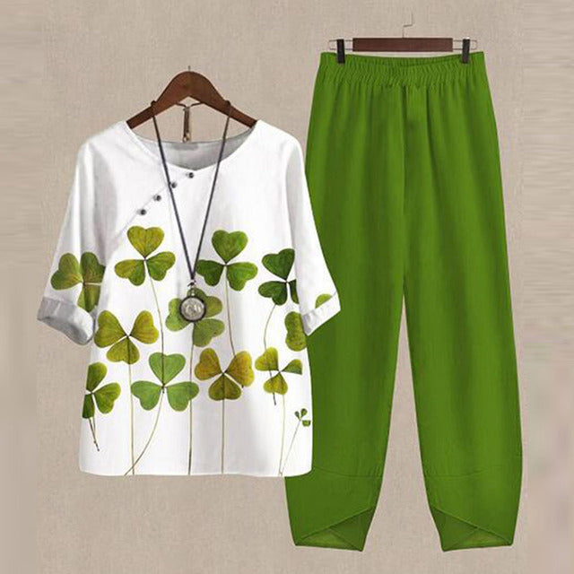 Levoire | Ensemble Deux Pièces Avec Motif Vert