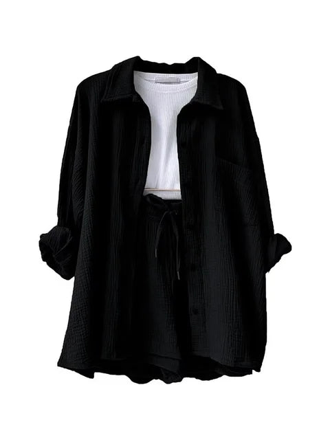 Levoire | Chemise à manches longues et pantalon court Noir