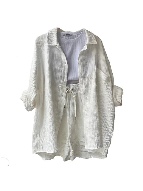 Levoire | Chemise à manches longues et pantalon court Blanc