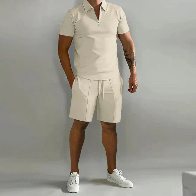 Levoire | Polo Shirt Set D'Ete Decontracte Coupe Ample Hommes Beige