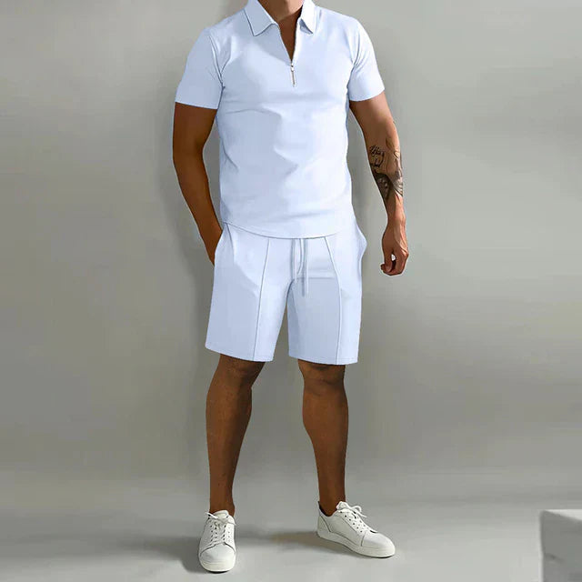 Levoire | Ensemble Polo Et Short À Deux Pièces Pour La Tenue D'Été Masculine blanc
