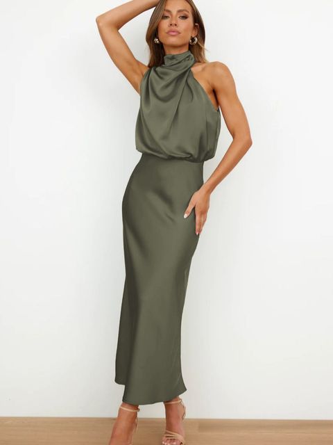 Levoire | Robe de cocktail stylée Vert armée