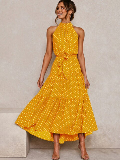 Levoire | Robe Longue Tendance Pour Femmes Avec Col Jaune