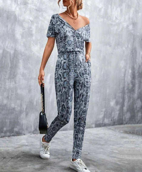 Levoire | Combinaison Imprimé Animal Bleu-gris