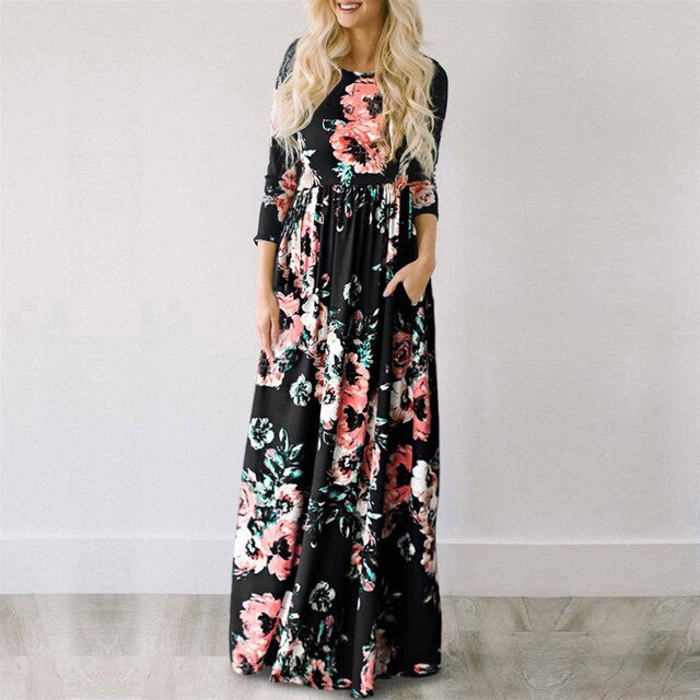 Levoire | Robe De Fête Pour Femmes Avec Imprimé Floral Noir
