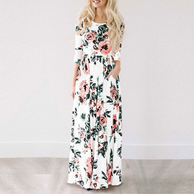 Levoire | Robe À Fleurs Pour Femmes Blanc