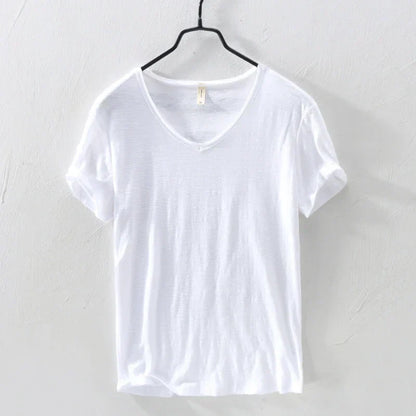 Levoire | T-Shirt Col V Intemporel Hommes Blanc