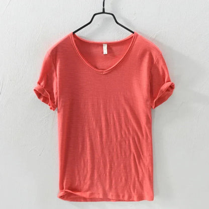 Levoire | T-Shirt Col V Intemporel Hommes Rouge