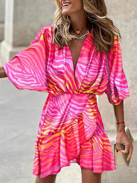 Levoire | Robe D'Été Pour Femmes Au Style Boho Rosa Rouge
