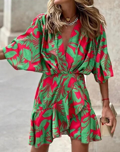 Levoire | Robe De Style Boho Pour Femmes Rot Vert
