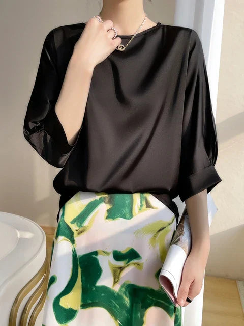 Levoire | Chemise Satinée Brillante Noir