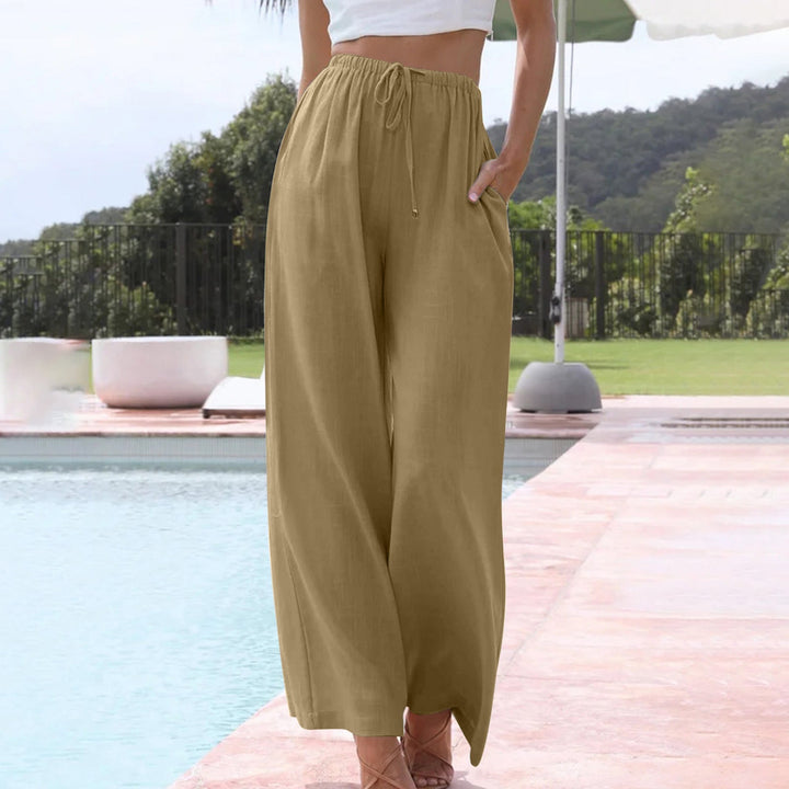 Levoire | Taille Haute Coupe Ample Pantalon Fluide Femme Marron clair