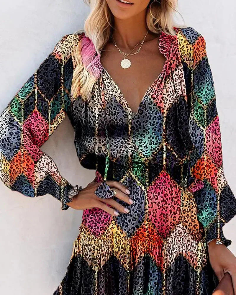 Levoire | Robe Mini À Manches Longues Avec Taille Plissée Robe De Soleil Noir