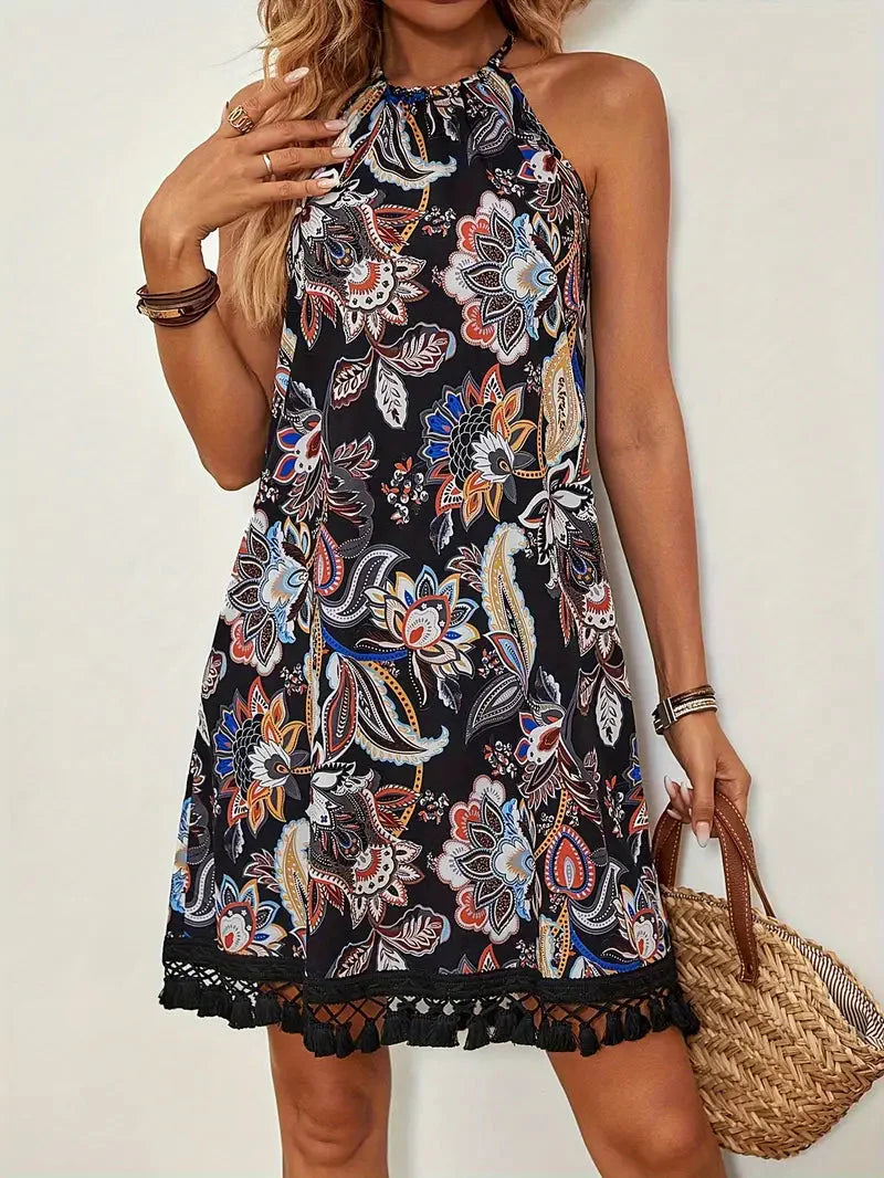Levoire | Style Boho Robe Mini Robe De Soleil Noir