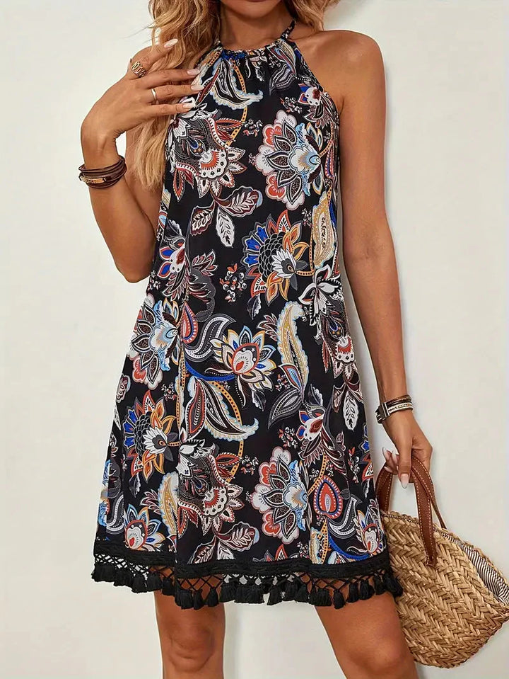 Levoire | Style Boho Robe Mini Robe De Soleil Noir