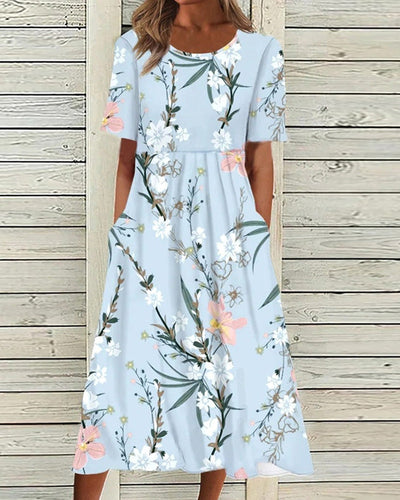 Levoire | Manches Courtes Coupe Décontractée Robe Fleurie Robe Midi