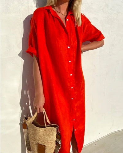 Levoire | Coupe Décontractée Chemise À Boutons Robe Midi