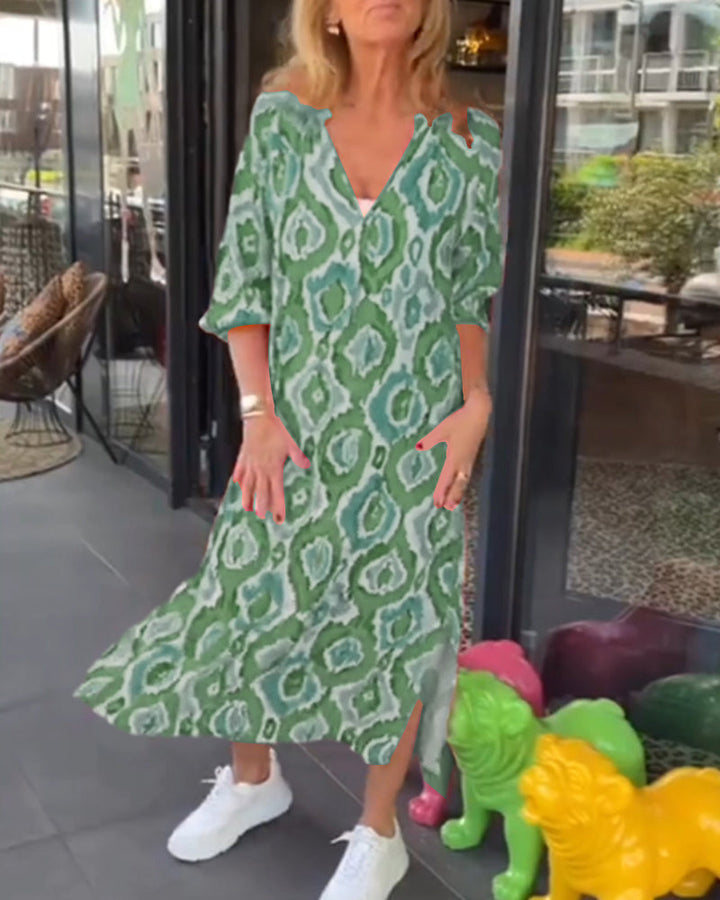 Levoire | Coupe Décontractée Manches Courtes Robe Longue Robe De Plage Vert