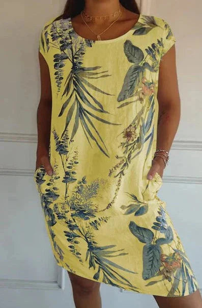 Levoire | Coupe Décontractée Robe Mini Poche Robe Décontractée Jaune