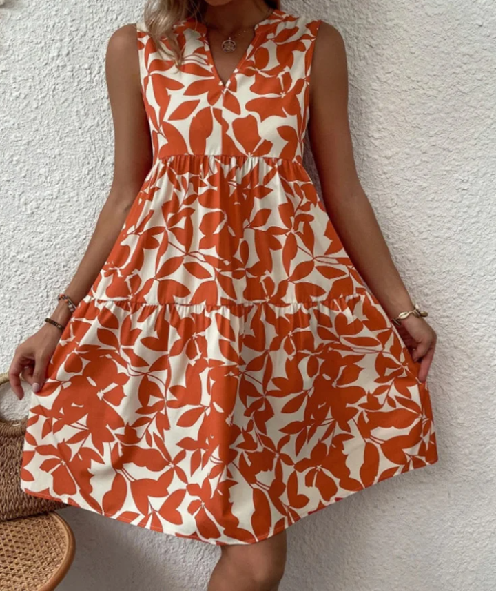 Levoire | Coupe Ample Longueur Genou Sans Manches Robe En A Orange