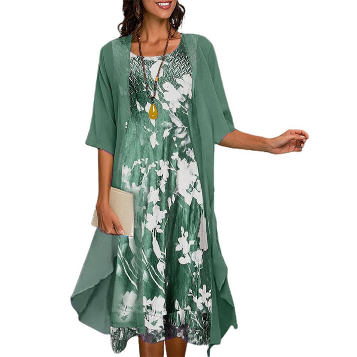 Levoire | Robe À Manches Courtes Et Gilet Vert