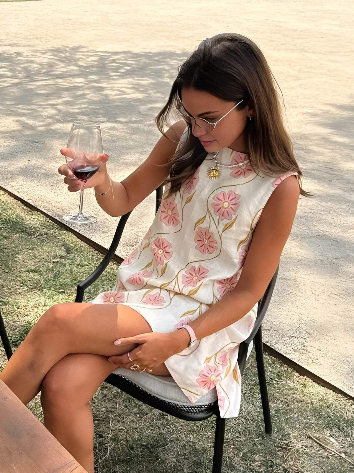 Levoire | Sans Manches A-Ligne Robe Fleurie Robe Mini Blanc