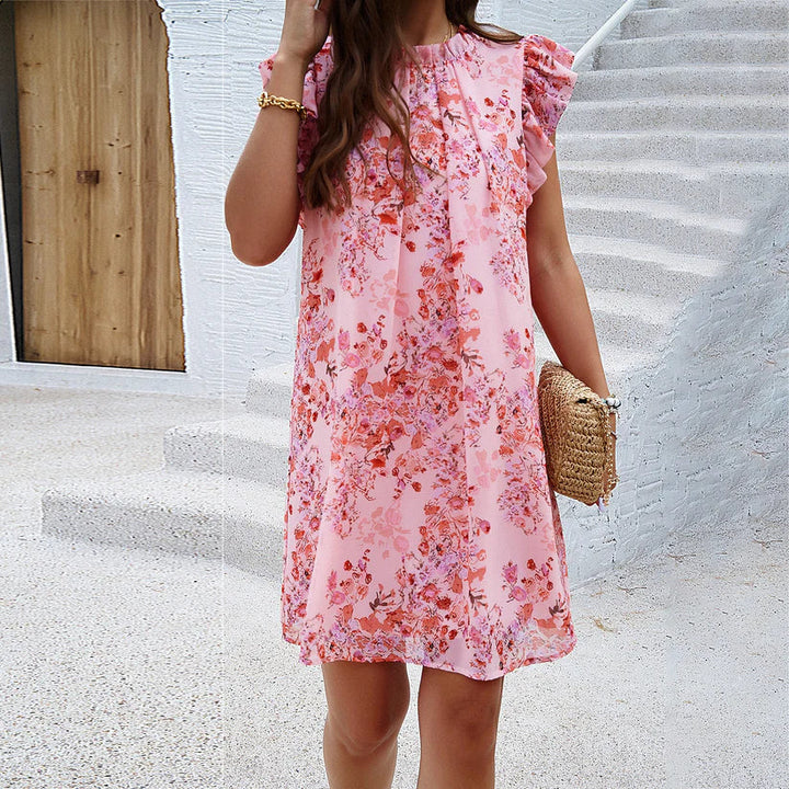 Levoire | Sans Manches Modèle Décontracté Robe À Fleurs Mini Robe Rose clair